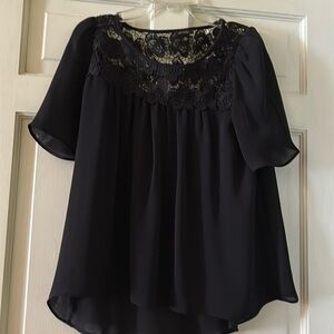 Ann Taylor Navy short sleeve blouse